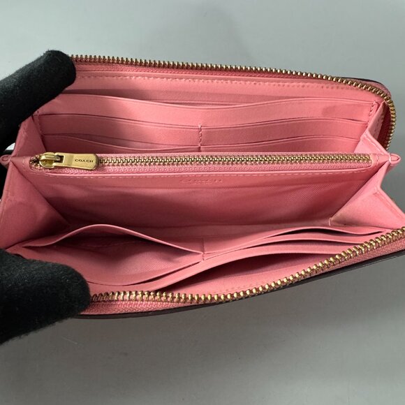 COACH Smooth Leather Slim Accordion Zip-Around Wallet, - Picture 9 of 15